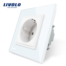 Livolo EU Standard Power Socket, Crystal Glass Panel, AC 110~250V 16A Wall Power Socket without plugs,4colors options 2024 - buy cheap