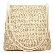 AUAU-Bolso de mujer moda paja hermosa Tote tejida Bolso grande de hombro de playa de verano, Beige 2024 - compra barato