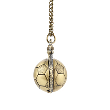 Reloj de bolsillo de cuarzo redondo de bronce con forma de bola de fútbol Retro con collar de cadena regalos de joyería KNG88 2024 - compra barato