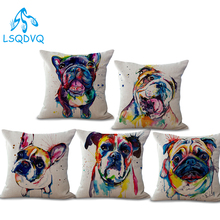 Colorful Animals Pets Dog Throw Pillow Case Polyester Square Dog Cushion Cover Decoration For Car Sofa Home 45X45cm 2024 - buy cheap