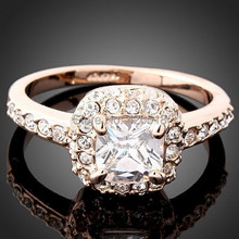 Rose White Gold Color Ring Engagement O Finger anel aneis de diamante CZ Zircon Austrian Crystal Women Wedding Jewelry 2024 - buy cheap