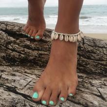 Tobillera con borla de playa para mujer, de pie con conchas de mar tobillera, cuentas de color plateado, sandalias, joyería para pies, Nuevos Bohemios 2024 - compra barato