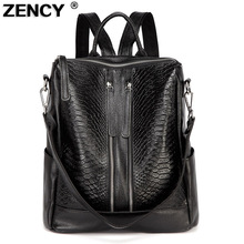 ZENCY 100% Genuine Leather Alligator Women Cowhide Classic Deign American Style Fashion Crocodile Women's Backpacks Designer Bag 2024 - buy cheap