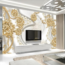 Papel tapiz personalizado 3d, mural europeo de seda dorada, Fondo de TV, papel tapiz para sala de estar, dormitorio, decoración del hogar, mural de papel de pared 2024 - compra barato