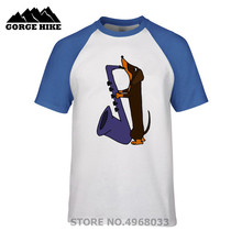 2019 engraçado dos homens recém-chegados dachshund cachorro t-shirts jogando saxofone azul design t camisa legal verão topos de manga curta unisex 2024 - compre barato