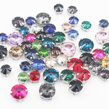 50 unids/lote de cristales de vidrio de forma redonda, garra Base para coser diamantes de imitación, Artesanías hechas a mano DIY, costura de diamantes de imitación para ropa 2024 - compra barato