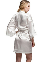 Roupão de cetim feminino, camisola da moda para noivas e damas de honra, sexy, curto, casamento, kimono, roupão 2024 - compre barato