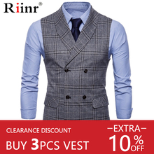 Riinr Best-Selling Mens Suit Vest Fashion Men Wedding Suit Vests Sleeveless Single Breasted Business Mens Vests No Shirts Dress 2024 - buy cheap