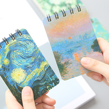 Vintage oil painting spiral notebook Mini memo pad planner Van Gogh Starry star Flower rose Stationery School supplies F445 2024 - buy cheap