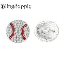 Free shipping 20mm baseball rhinestone button with shank 10PCS/lot(BTN-5437) 2024 - buy cheap