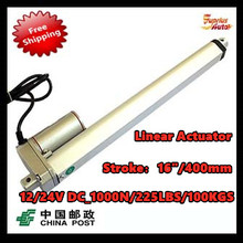 12v/24v DC  linear actuator, 16inch/400mm stroke, 1000N/100kgs/225lbs load electric linear actuator Free Shipping By China Post 2024 - buy cheap