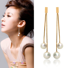 Long Dangle Imitation Pearl Earrings Elegant Gold color Chain Tassel Drop Earrings Fashion Jewelry Accessories 2024 - buy cheap