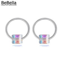 BeBella-pendientes de tuerca de cristal cúbico para mujer y niña, joyería de marca, círculo redondo con cristales de Swarovski 2023 - compra barato
