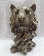 song voge gem S2701 10" Folk Chinese Bronze Copper Decoration Animals Lion Leo Head Statue Sculpture 2024 - buy cheap