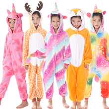 Pijama infantil de unicórnio kigurumi, peça única para meninos e meninas, inverno 2024 - compre barato
