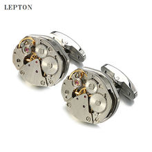 Abotoaduras de movimento para relógio masculino, mais novas abotoaduras de aço inoxidável steampunk para relógio de pulso com mecanismo para homens 2024 - compre barato
