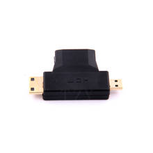 Высококачественный переходник 2-в-1 Mini HDMI «папа» + Micro HDMI «папа»-HDMI «мама», 90-градусный конвертер для планшетов, ноутбуков, ТВ 2024 - купить недорого