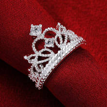 Christmas Lady Special Hot Silver Plated Crown Wedding Jewelry Cute Woman Sparkling Crystal Crown Ring 2024 - buy cheap