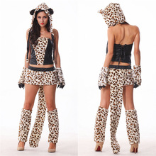 Fantasía Sexy leopardo Cosplay Halloween Animal disfraces de juego de rol adulto mujer invierno pijamas carnaval máscara vestido de fiesta 2024 - compra barato