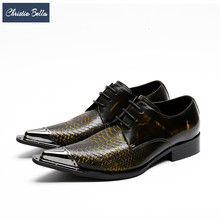 Zapatos Oxford de piel auténtica para hombre, calzado de vestir, con cordones, Punta puntiaguda, de negocios 2024 - compra barato