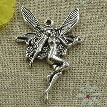 Colgante de Ángel de plata tibetana, 66 piezas, 44x30mm, #3231 2024 - compra barato