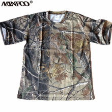 Camiseta com gola redonda e manga curta para homens, camiseta de camuflagem biônica de caça e pesca, top esportivo de algodão respirável para o ar livre 2024 - compre barato