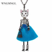 WNGMNGL 2018 New Cute Female Doll Baby Necklace Romantic Winter Long Chain Pendant Necklace For Women Sweater Fashion Jewelry 2024 - buy cheap