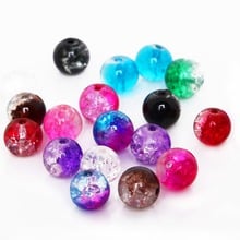 Cuentas de cristal agrietadas de doble color de 8mm para fabricación de joyería, DIY, pulsera, collar, espaciador redondo, cuentas de cuarzo, 50 Uds. 2024 - compra barato