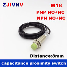 Емкостный Бесконтактный переключатель M18 PNP NPN NO + NC, 4 провода постоянного тока, емкостной датчик цилиндров, расстояние 8 мм, сенсорный переключатель, 1 шт. 2024 - купить недорого