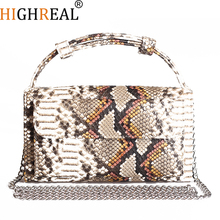 HIGHREAL Snake Pattern Ladies Cow Leather Day Clutches Fashion Purses and Handbags Shoulder Messenger Bag Long Wallets for Women 2024 - buy cheap