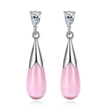 Pendientes de plata esterlina 100% 925 para mujer, aretes de ópalo natural a la moda, joyería femenina, regalo de boda, envío directo barato 2024 - compra barato