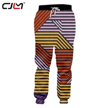 CJLM 2018 Новое поступление мужские спортивные штаны с 3D принтом в разноцветную полоску Мужские штаны из полиэстера Большие размеры брюки 2024 - купить недорого