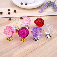1Pcs Clear Cabinet Knob Drawer Pull Handle Crystal Rose Glass Cabinet Pulls Kitchen Door Wardrobe Hardware Knobs For Furniture 2024 - buy cheap