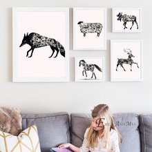 Moose Wolf Rabbit Animal Silhouette Canvas Prints Modern Painting Posters Wall Art Pictures For Living Room Decoration No Frame 2024 - buy cheap