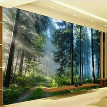 Beibehang papel de parede personalizado para sala de estar quarto murais ultra alta definição abeto floresta paisagem fundo decoração da parede 2024 - compre barato