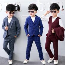2019 Boys Blazer Suit Kids Blazers for Weddings Party Gentleman Baby Boys Suit 3Pcs/Set Jacket+Vest+Pant Boys Clothing 3-10T 2024 - buy cheap