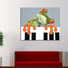 Handpainted Modern Cartoon Free Shipping Modern Abstract Flog Play Piano Oil Painting On Canvas Wall Art For HomeDecor Pictures 2024 - buy cheap