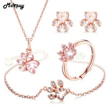 MoBuy Natural Gemstone Heart Rose Quartz 100% 925 Sterling Silver 4pcs Jewelry Sets For Women Bearfoot Fine Jewelry V035EHNR 2024 - buy cheap