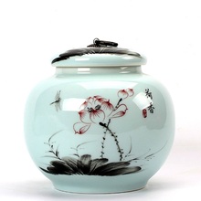 Longquan celadon, large tea canister Ceramic Puer sealing jar Black medlar packing box Green tea barn One Jin filling 2024 - buy cheap