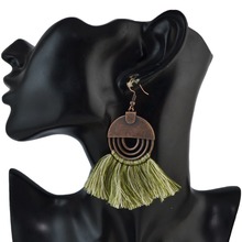 Ethnic Blue Green Cotton Thread Tassel Earrings for Women Bohemian Ethnic Geometric Earring Gypsy Tribal Party Jewelry Gift 2024 - buy cheap