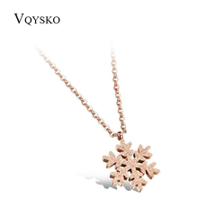 Fashion Rose Gold-Color Stainless Steel Snowflake Necklace Dull Polish Statement Necklace For Women 2024 - buy cheap
