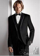 Trajes de hombre, traje para padrino de boda, esmoquin de solapa, los mejores Traje De Hombre DE BODA negros (chaqueta, pantalones, corbata + chaleco) A46 2024 - compra barato