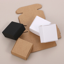 Embalaje de joyería hecho a mano, embalaje de cartón pequeño de papel Kraft, Cajas de Regalo de fondo cuadrado, 10 unids/paquete, envío directo 2024 - compra barato
