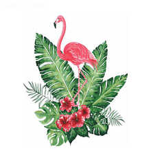 Pintura por números diy dropshipping 40x50 50x65cm flamingo na flor animal presente feito à mão para adulto original presente decoração de casa 2024 - compre barato