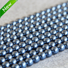 2015 new  8-14mm Dark Blue Shell pearl beads Seashell DIY gift for women girl loose Jewelry making design 15" 2024 - buy cheap