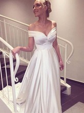 Robe De Mariee New Sweetheart Off the Shoulder Simple A Line Satin Wedding Dresses 2019 Bridal Gowns vestido De Noiva 2024 - buy cheap