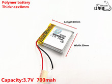 Good Qulity 3.7V,700mAH,803030 Polymer lithium ion / Li-ion battery for TOY,POWER BANK,GPS,mp3,mp4 2024 - buy cheap