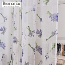 iSINOTEX Window Curtain Lavender Printed Pattern Transparent Sheer Linen&Cotton Fabric For Home Living Room Screening 1PCS/Lot 2024 - buy cheap