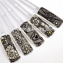 10pcs/lot Beauty 3D Nail Art Stickers Decals For Nail Tips Decoration Tools Black Flower Lace Design Nail Supplies 2024 - buy cheap