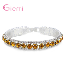 Genuine Precious Female Women Bracelet With Clean Cubic Zirconia Crystal 925 Sterling Silver Jewelry For Party Wedding 2024 - buy cheap